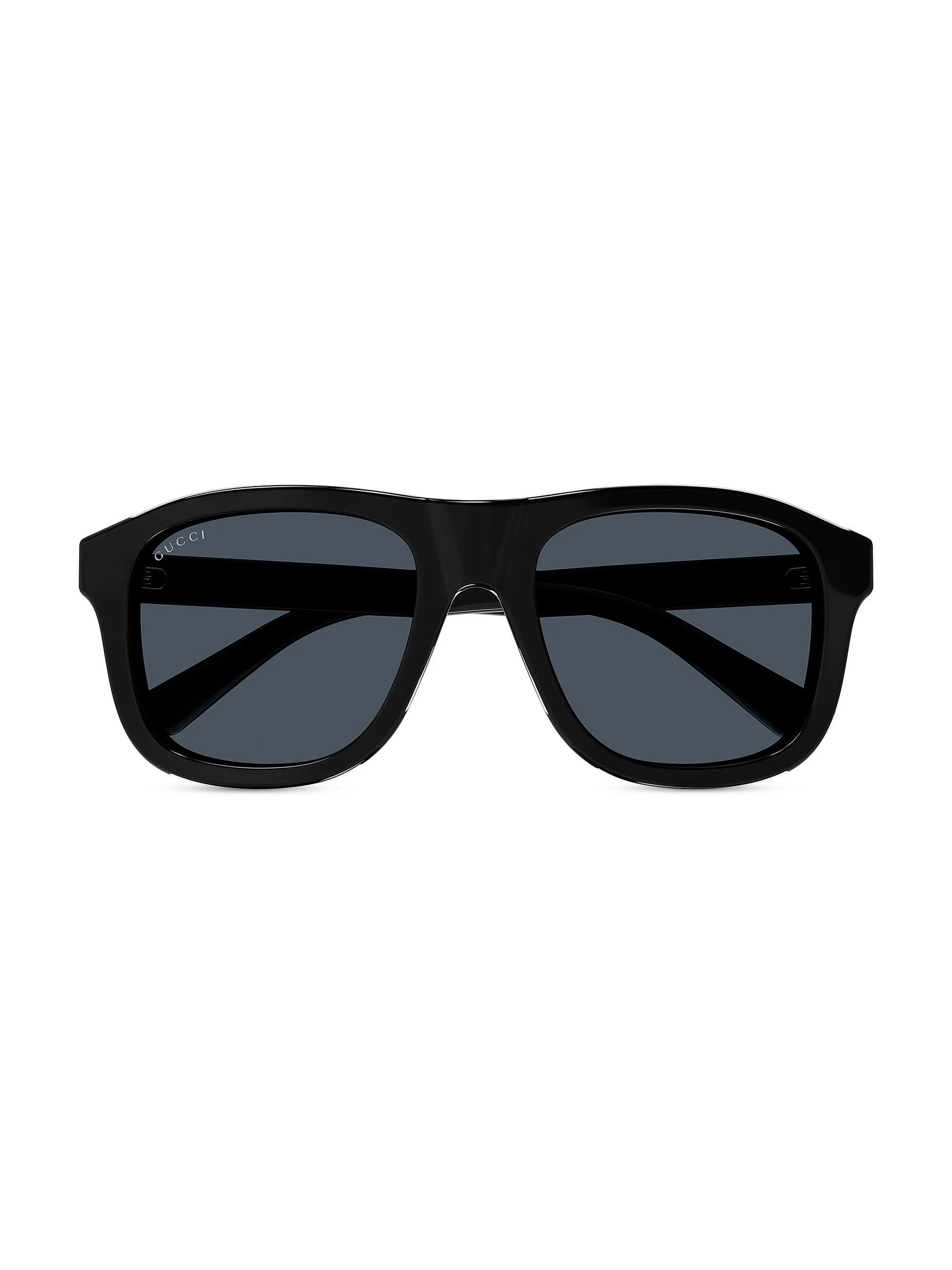 Men's 80s Monocolor 54MM Acetate Pilot Sunglasses - Black - 1