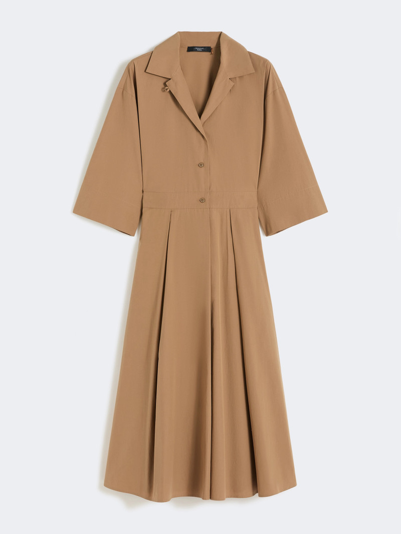 PADANA Cotton-poplin midi shirt dress - TOBACCO 1