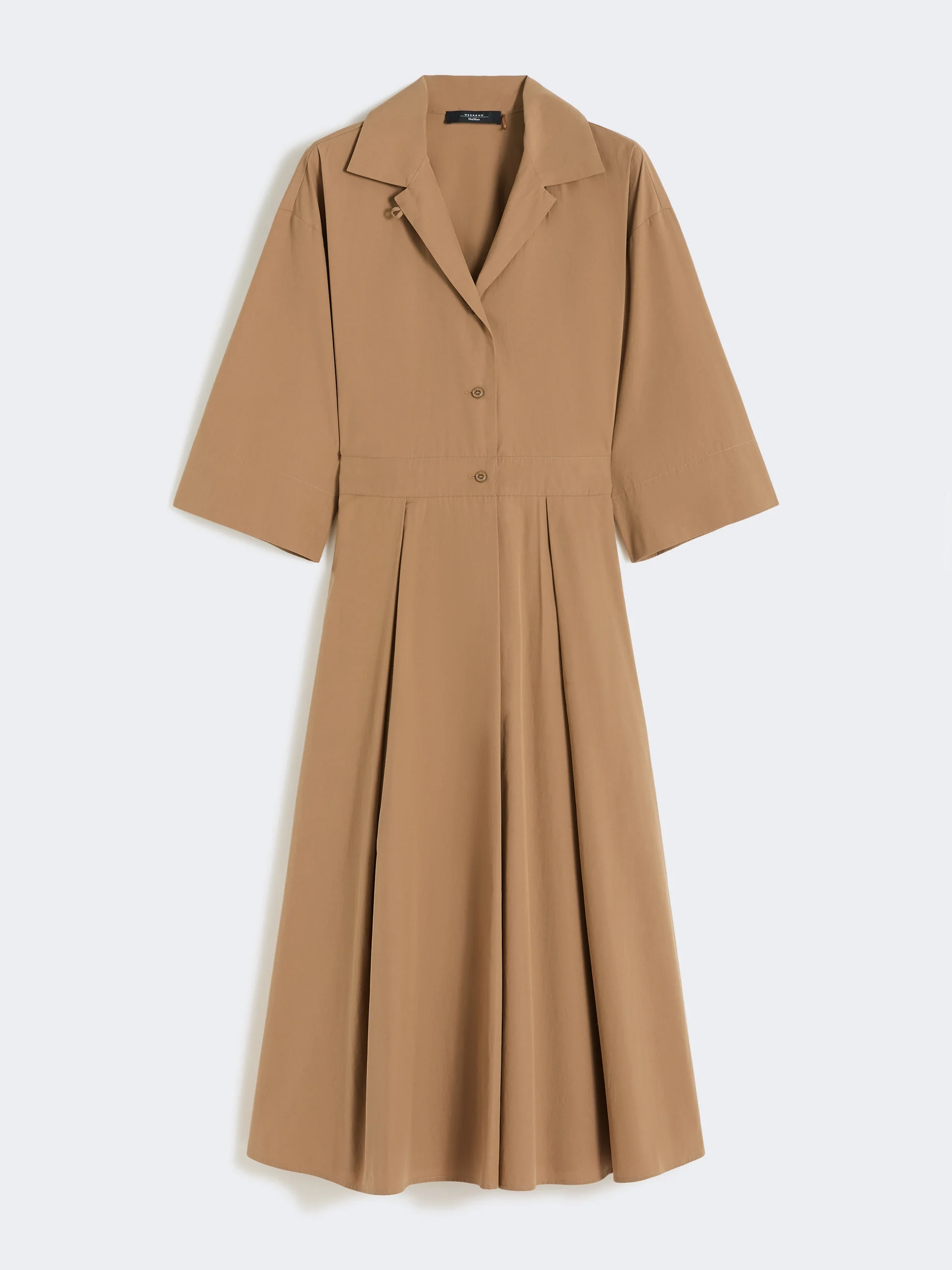 Cotton-poplin midi shirt dress - TOBACCO - 1