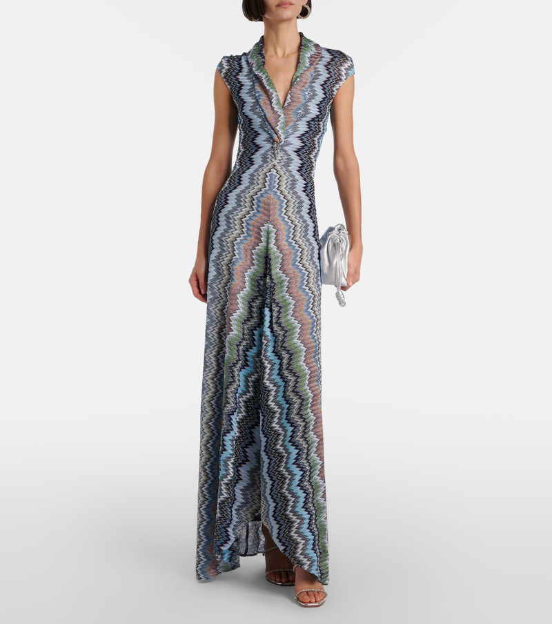 Missoni Gathered asymmetric lamé maxi dress outlook