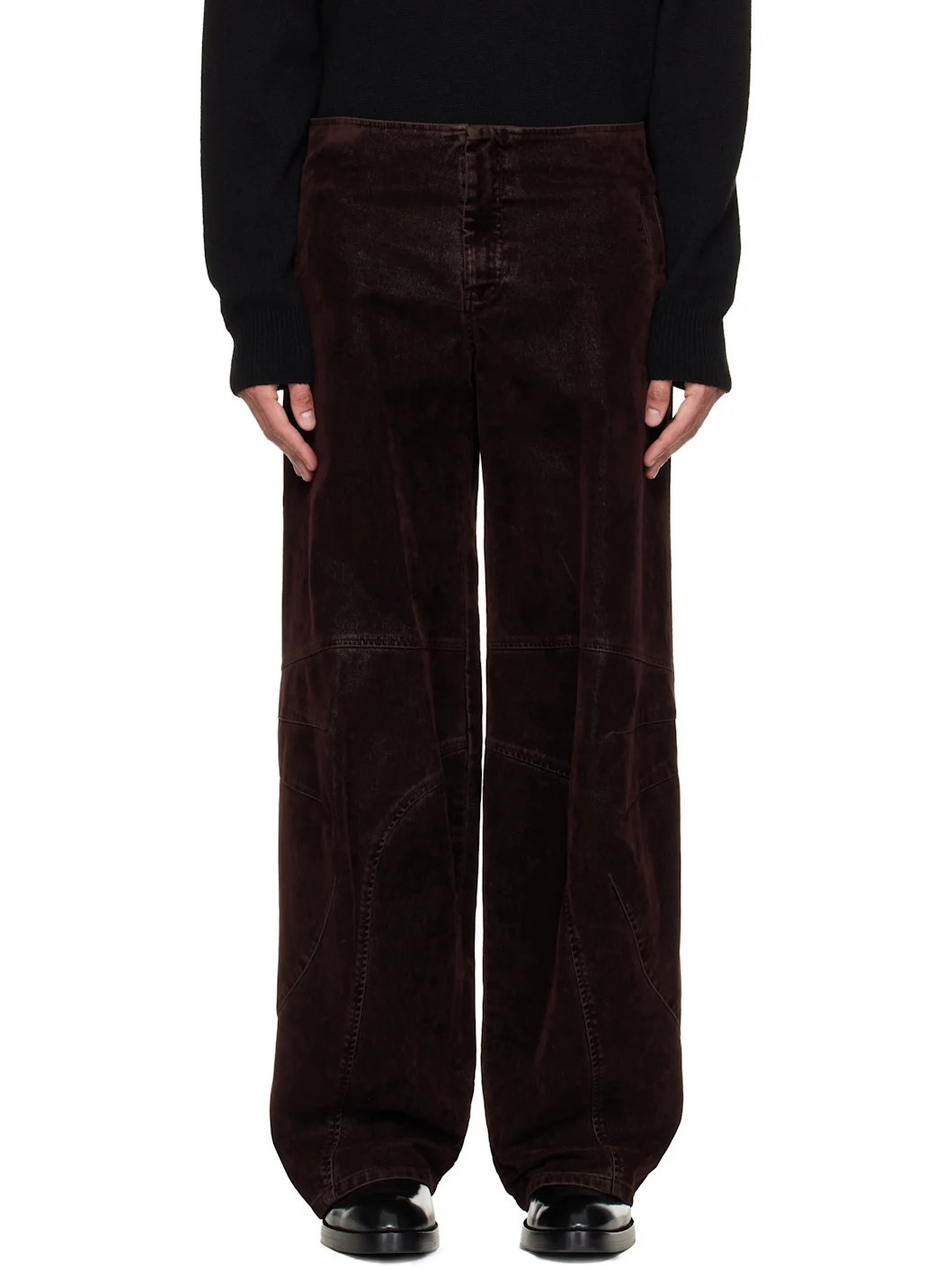 Brown Minimal Moto Trousers - 1