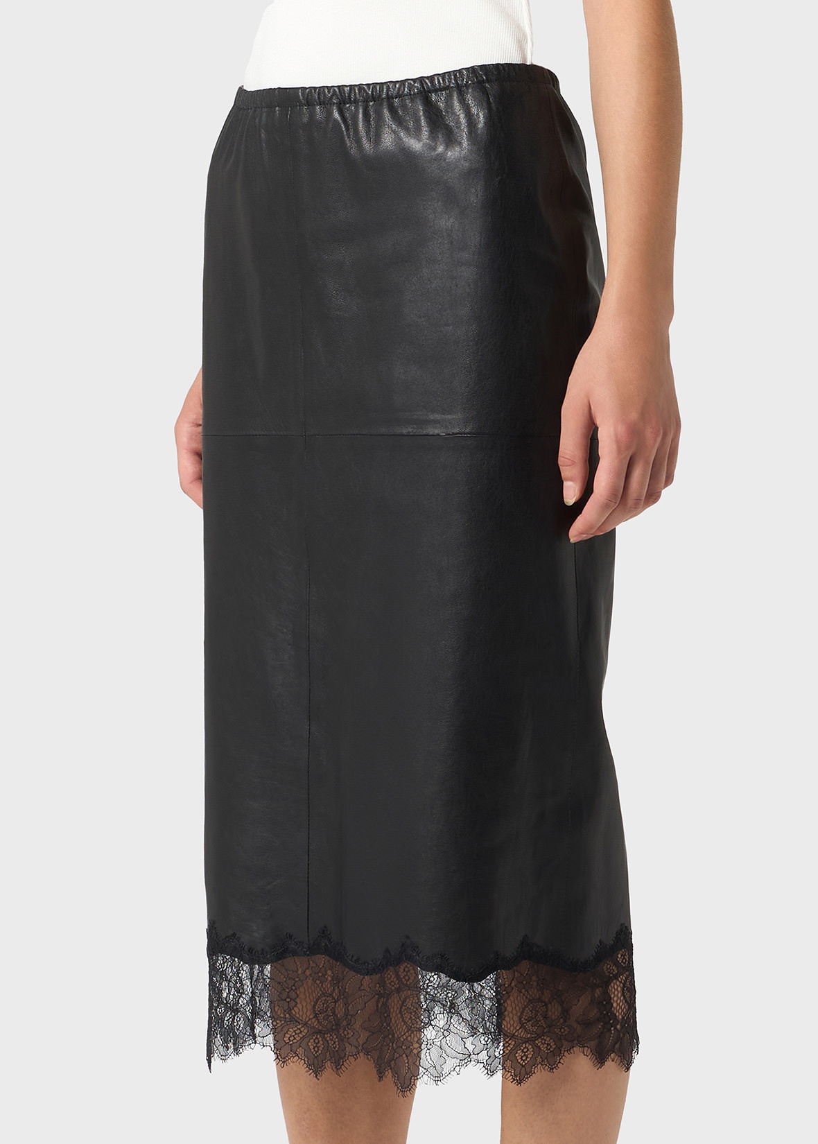 LEATHER SKIRT WITH LACE - 5