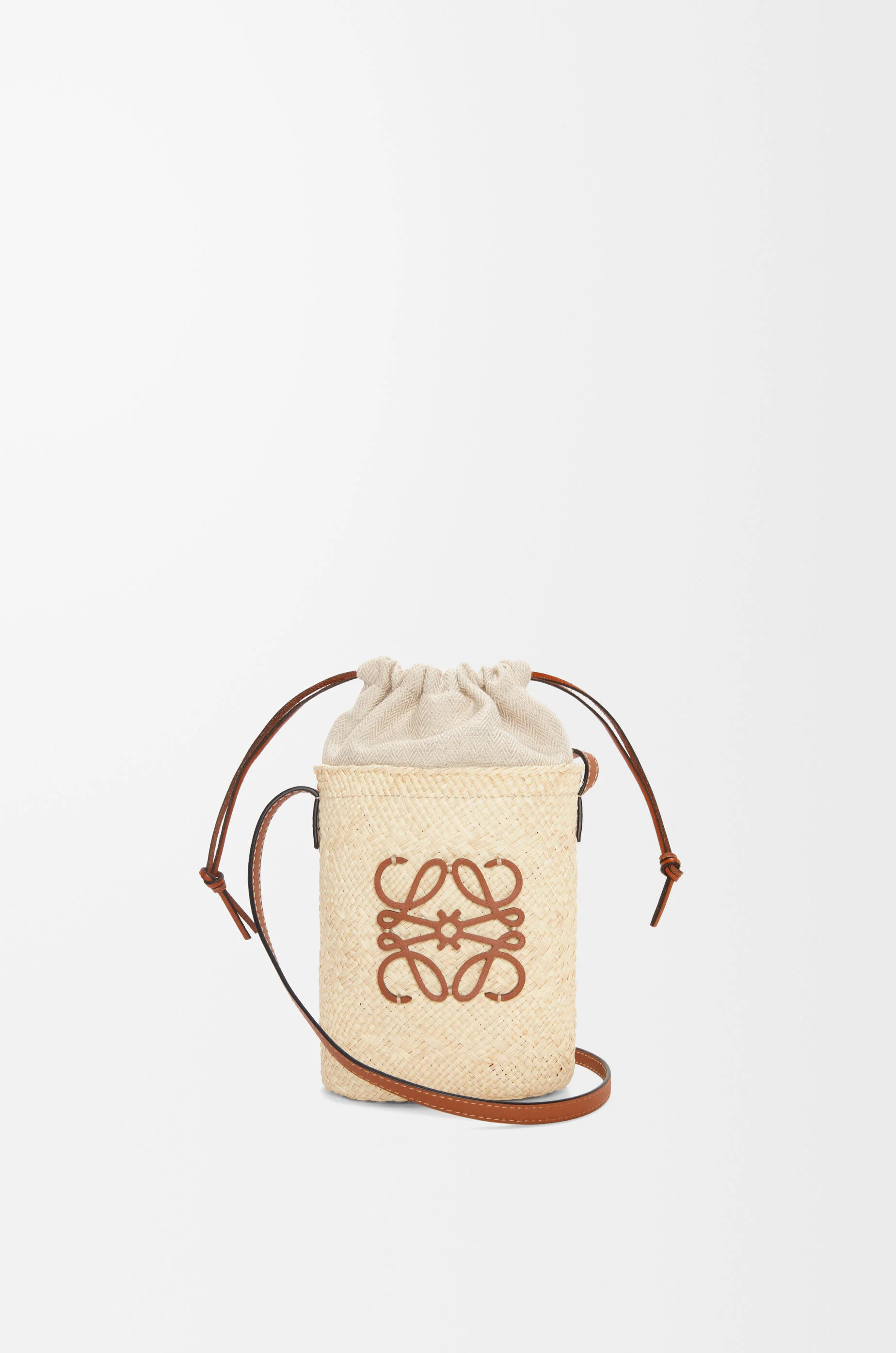 + Paula's Ibiza Leather-Trimmed Raffia 물통 부대 - 1