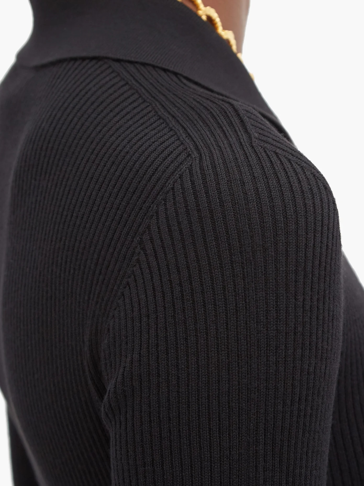 Ribbed wool polo sweater - 4