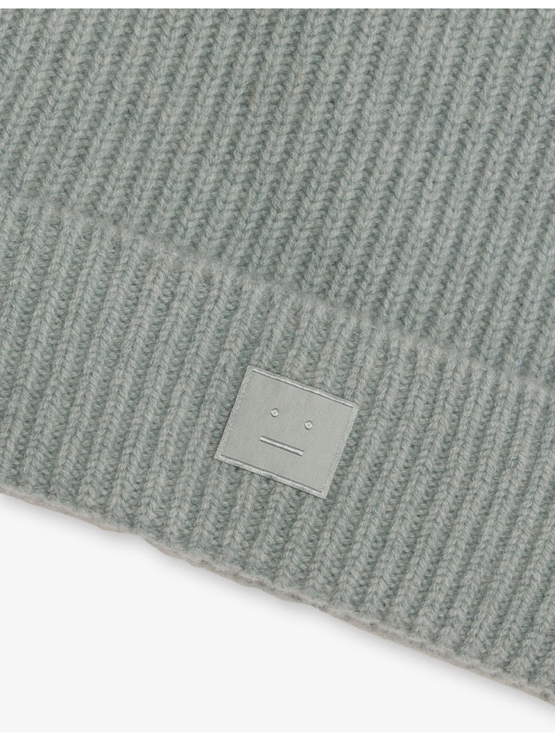Acne Studios Ribbed Brand-Patch Wool-Blend Beanie outlook