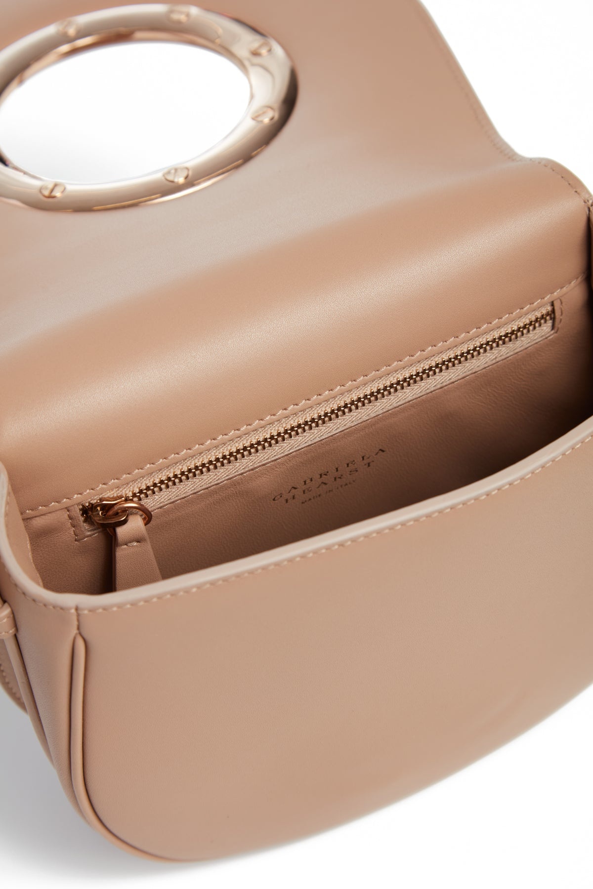 Ring Crossbody Bag in Nude Leather - 3