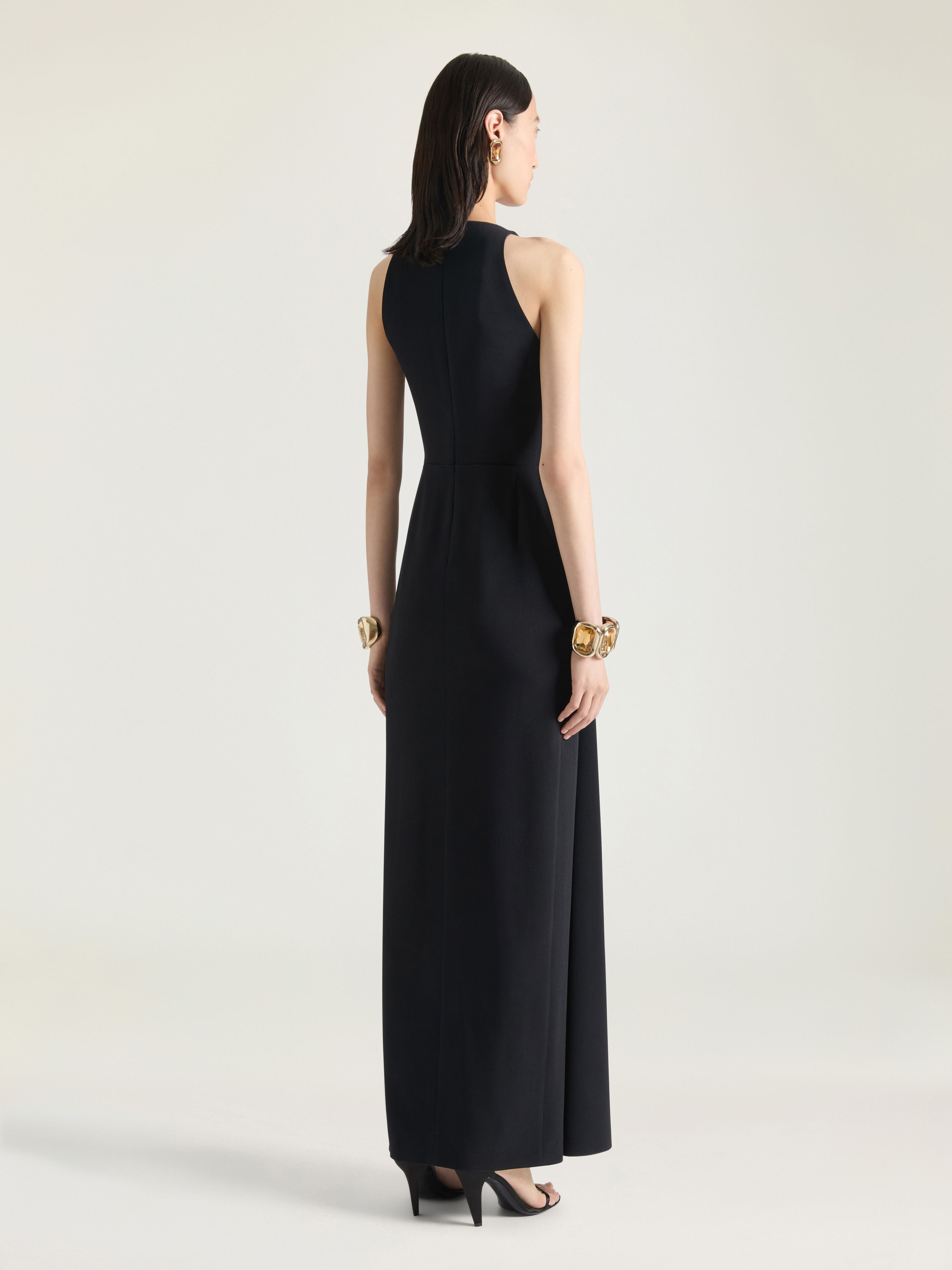 DRAPED HALTERNECK EVENING DRESS IN CREPE CADY - 3