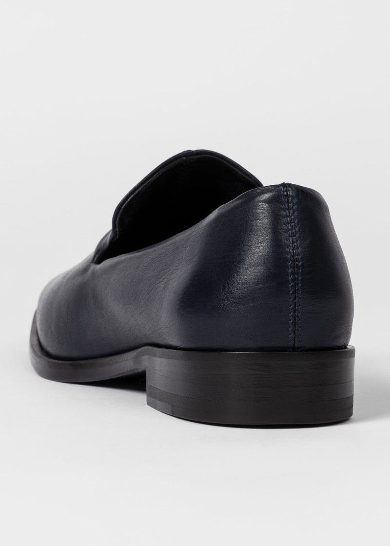 Navy Blue 'Addis' Leather Loafers 4