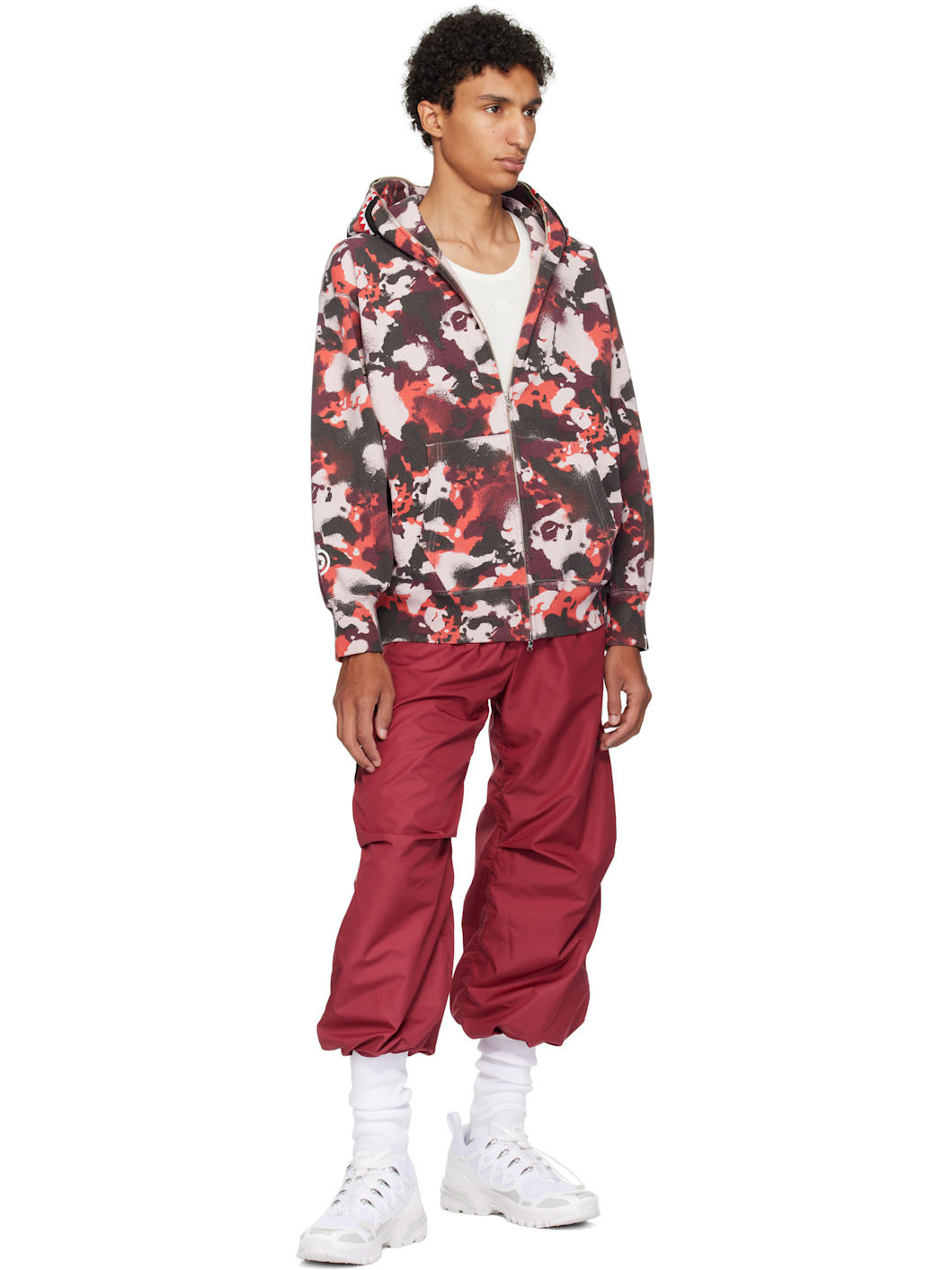 Red & Purple Map Camo Shark Full Zip Hoodie - 4
