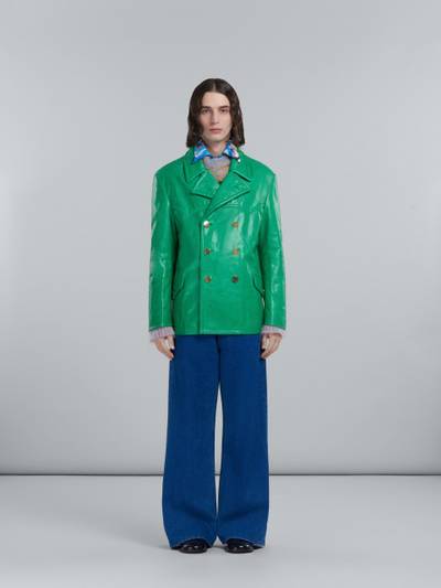 Marni DOUBLE-BREASTED JACKET IN SHINY GREEN LEATHER outlook