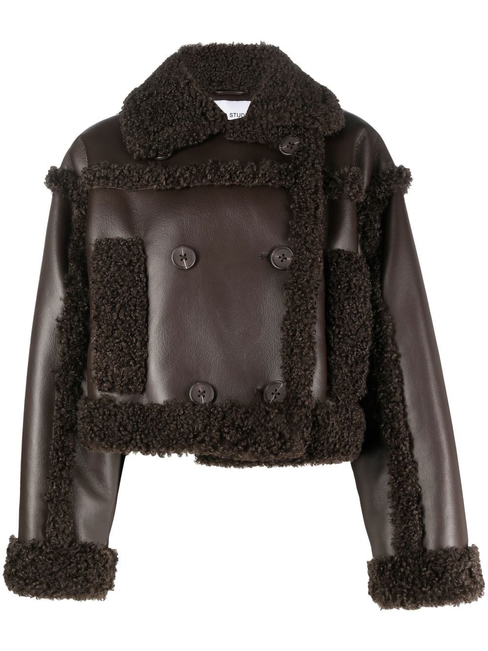 cropped faux shearling jacket - 1
