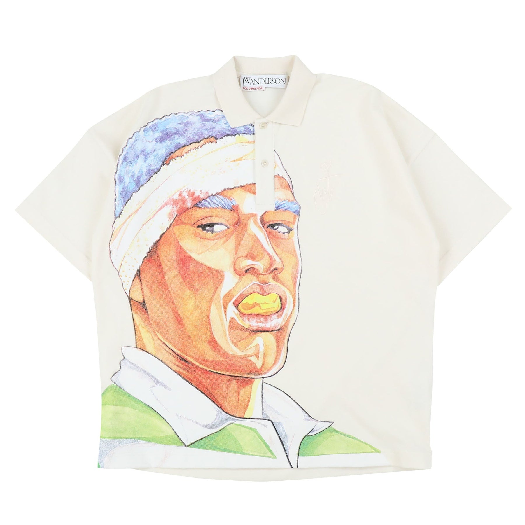 OVERSIZED PRINTED POLO SHIRT / NATURAL - 1