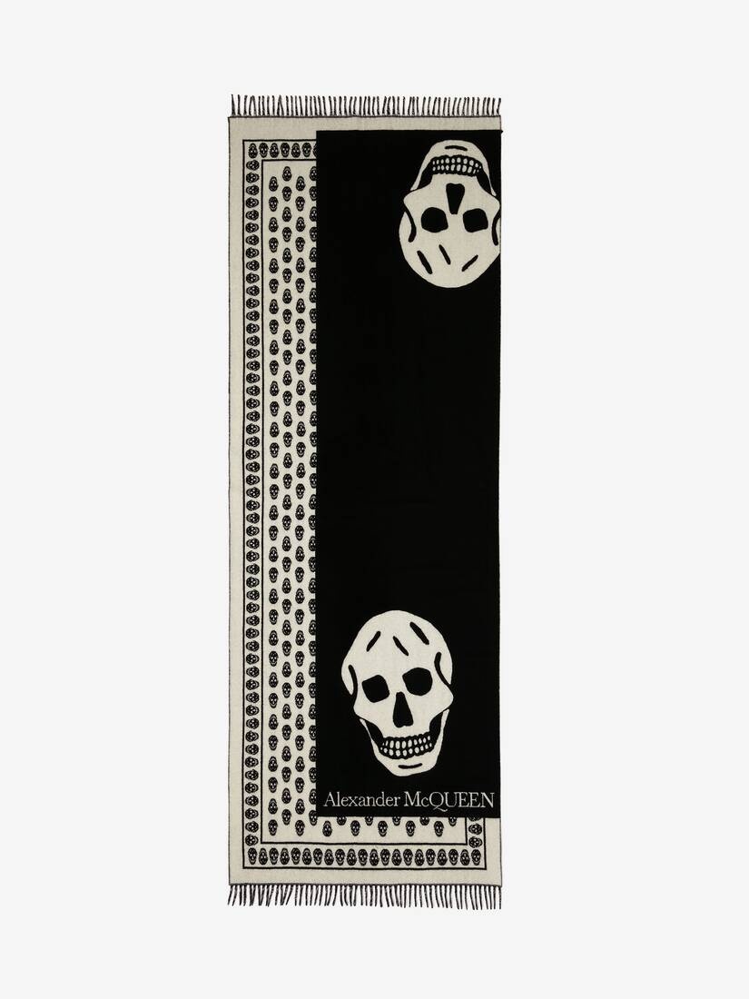 Oversize Skull On Skull Scarf in Black/ivory - 1