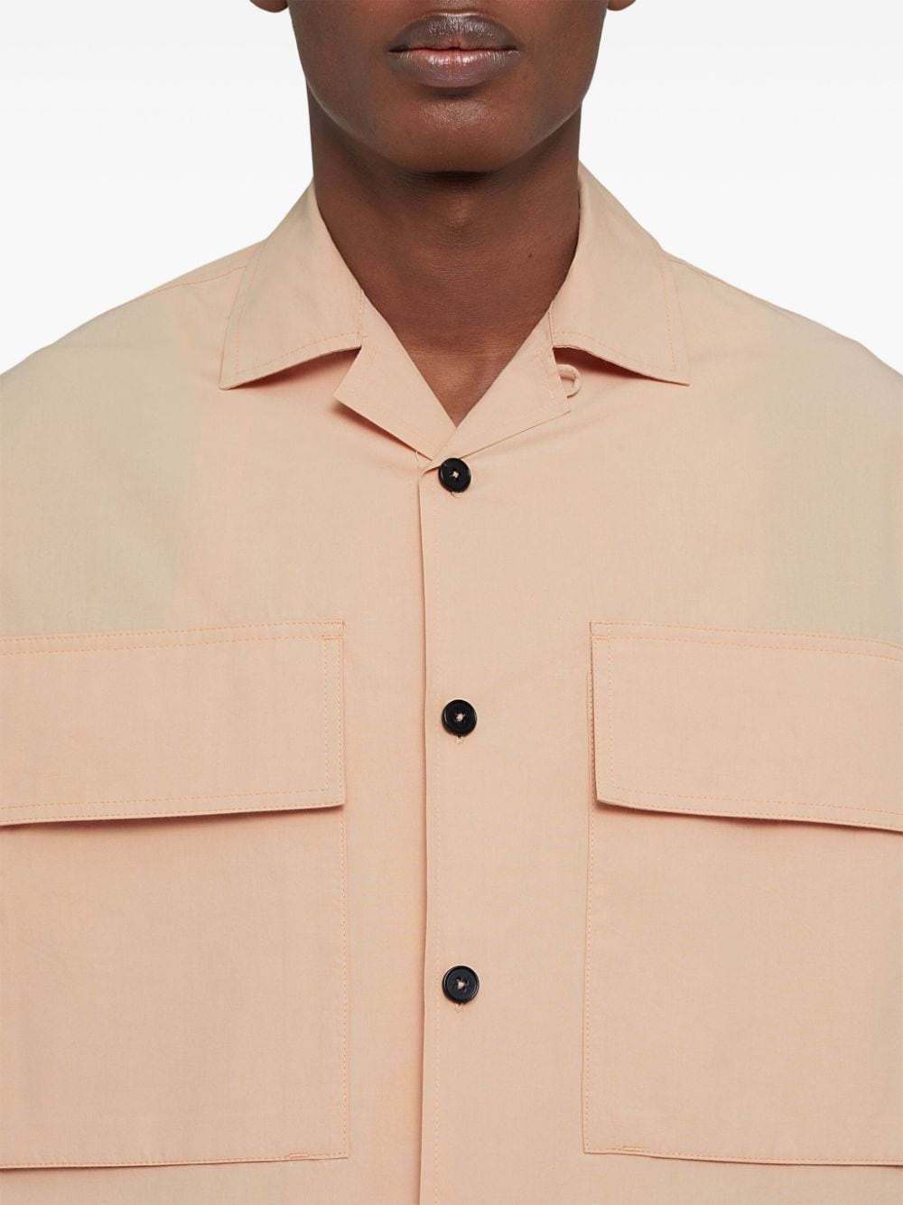 logo-tag cotton shirt - 6