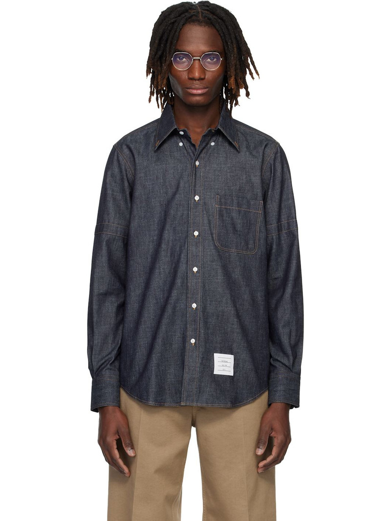 Navy Straight Fit Denim Shirt 1