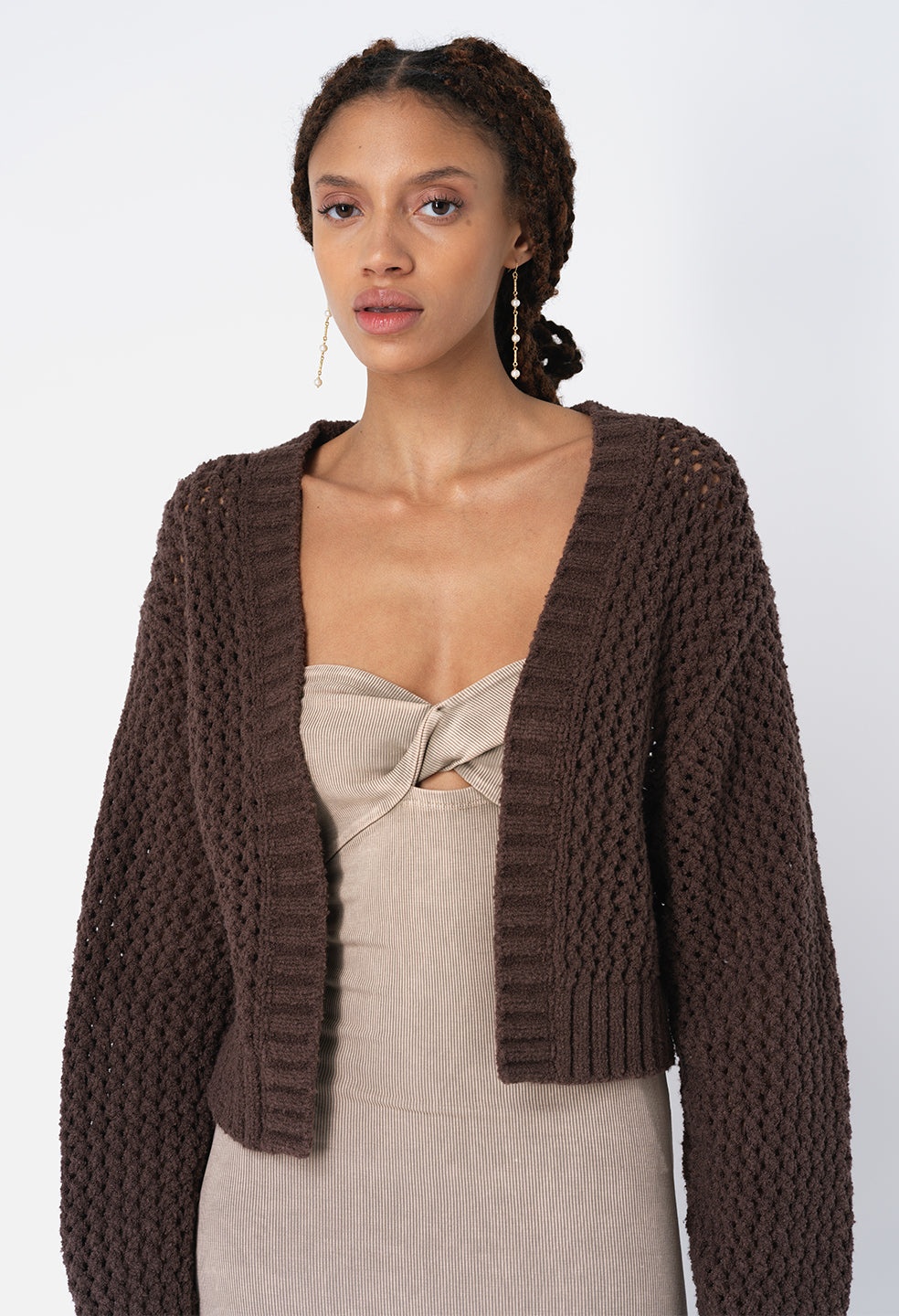 FOAM BOUCLE CROPPED CARDIGAN - 2