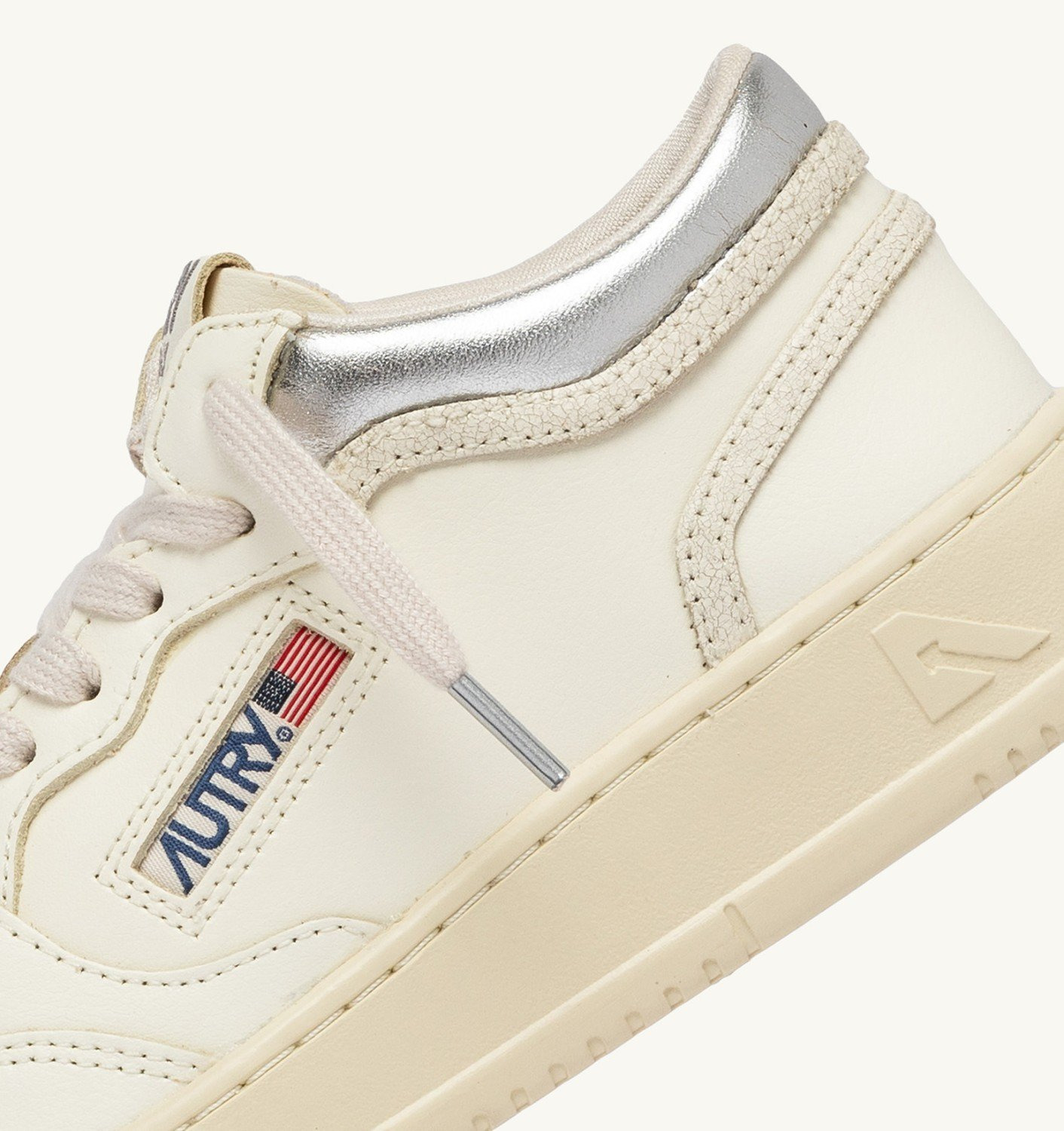 MED-WAY SNEAKERS IN LEATHER COLOR MARSHMALLOW AND SILVER - 7