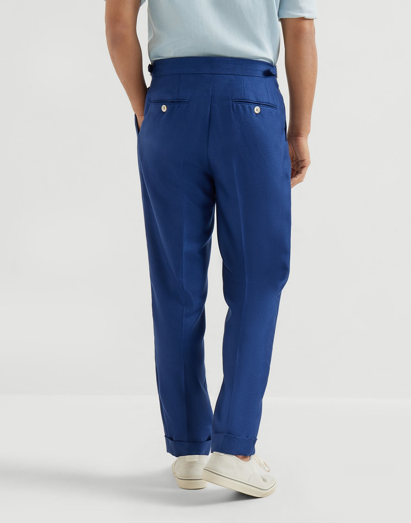 Cashmere and silk diagonal trousers with double pleats and waist tabs 3