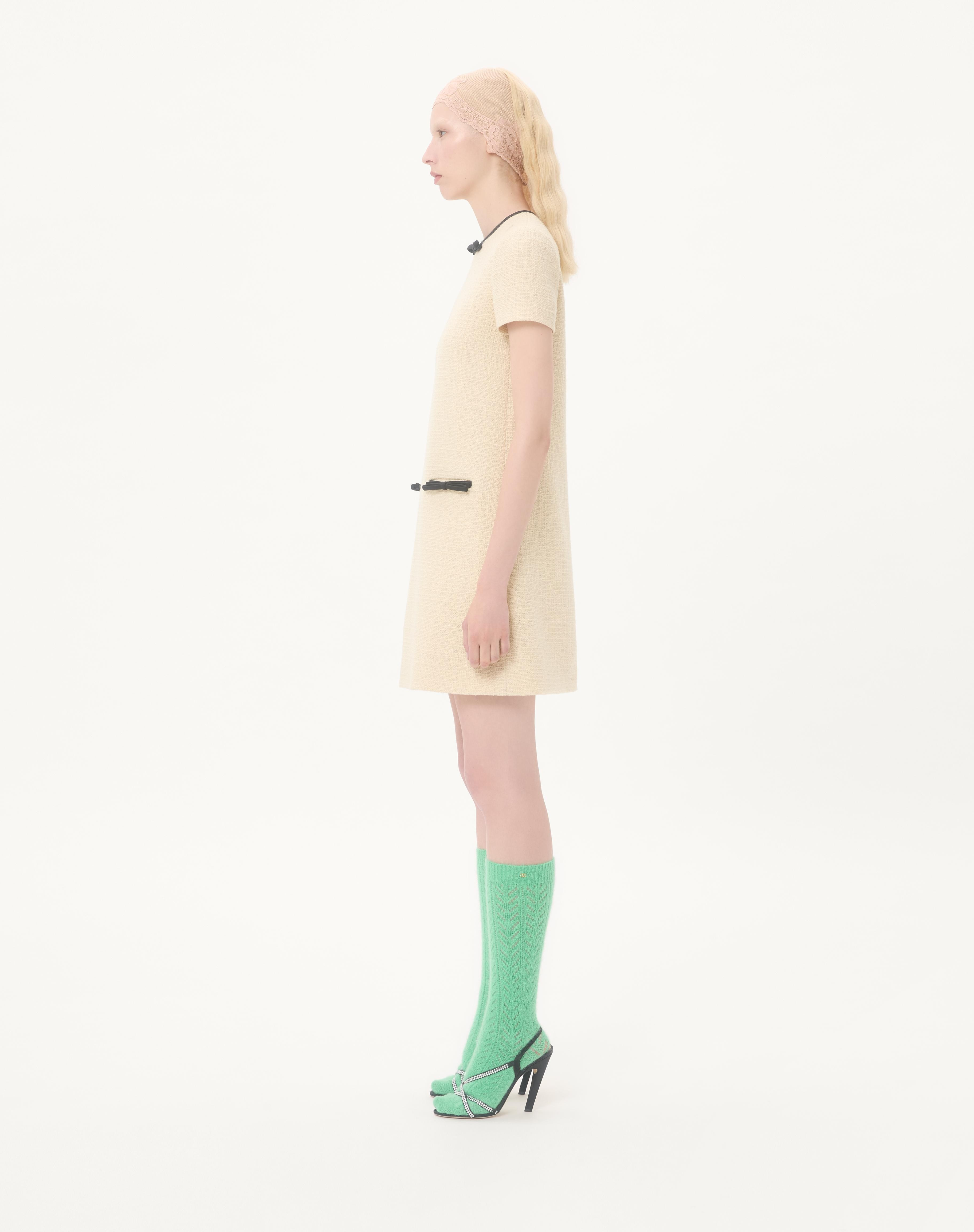 SHORT DRESS IN PLAIN WOOL TWEED - 6