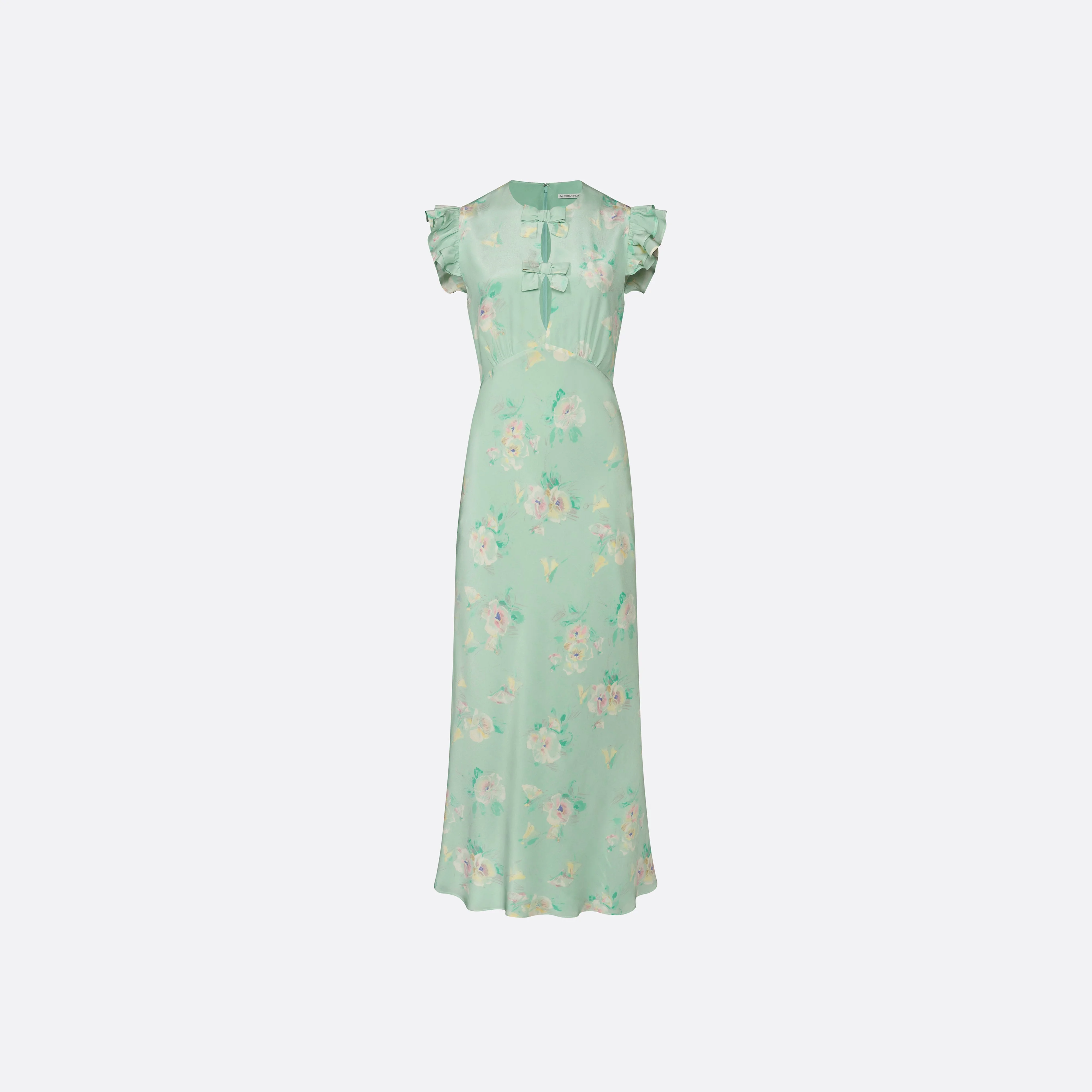 MIDI DRESS WITH RUFFLED SLEEVES - 1