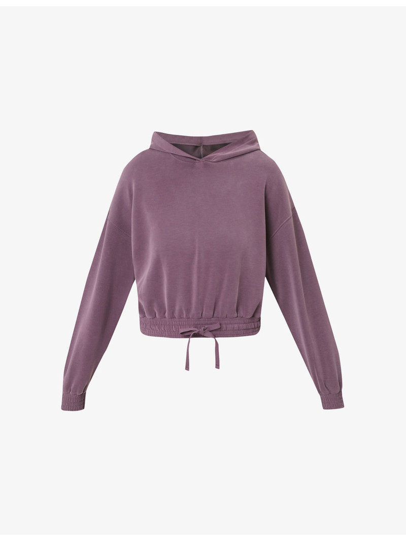 Sand Wash CloudWeight Cropped Stretch-Jersey Hoody 1