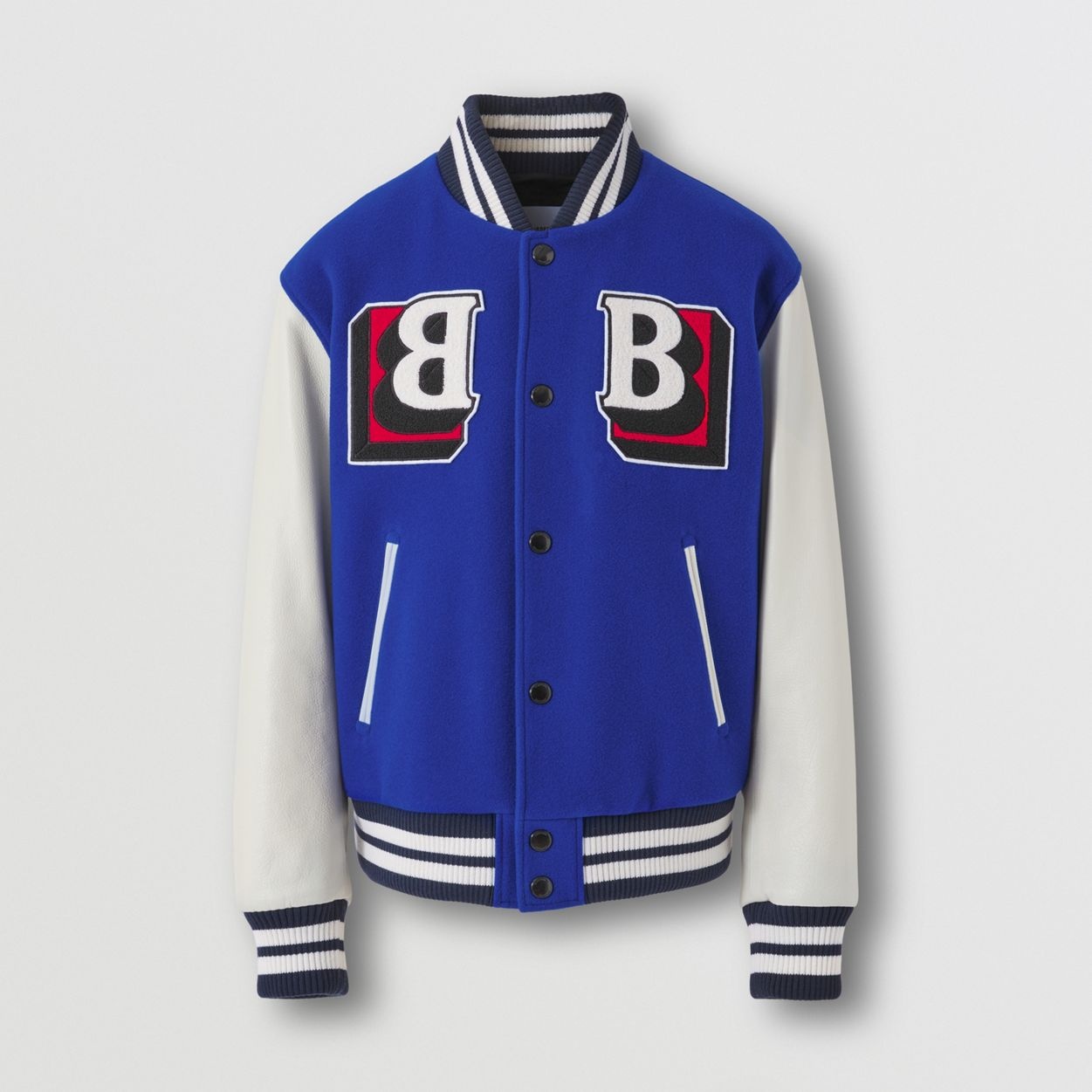 Letter Graphic Technical Wool and Leather Bomber Jacket - 4