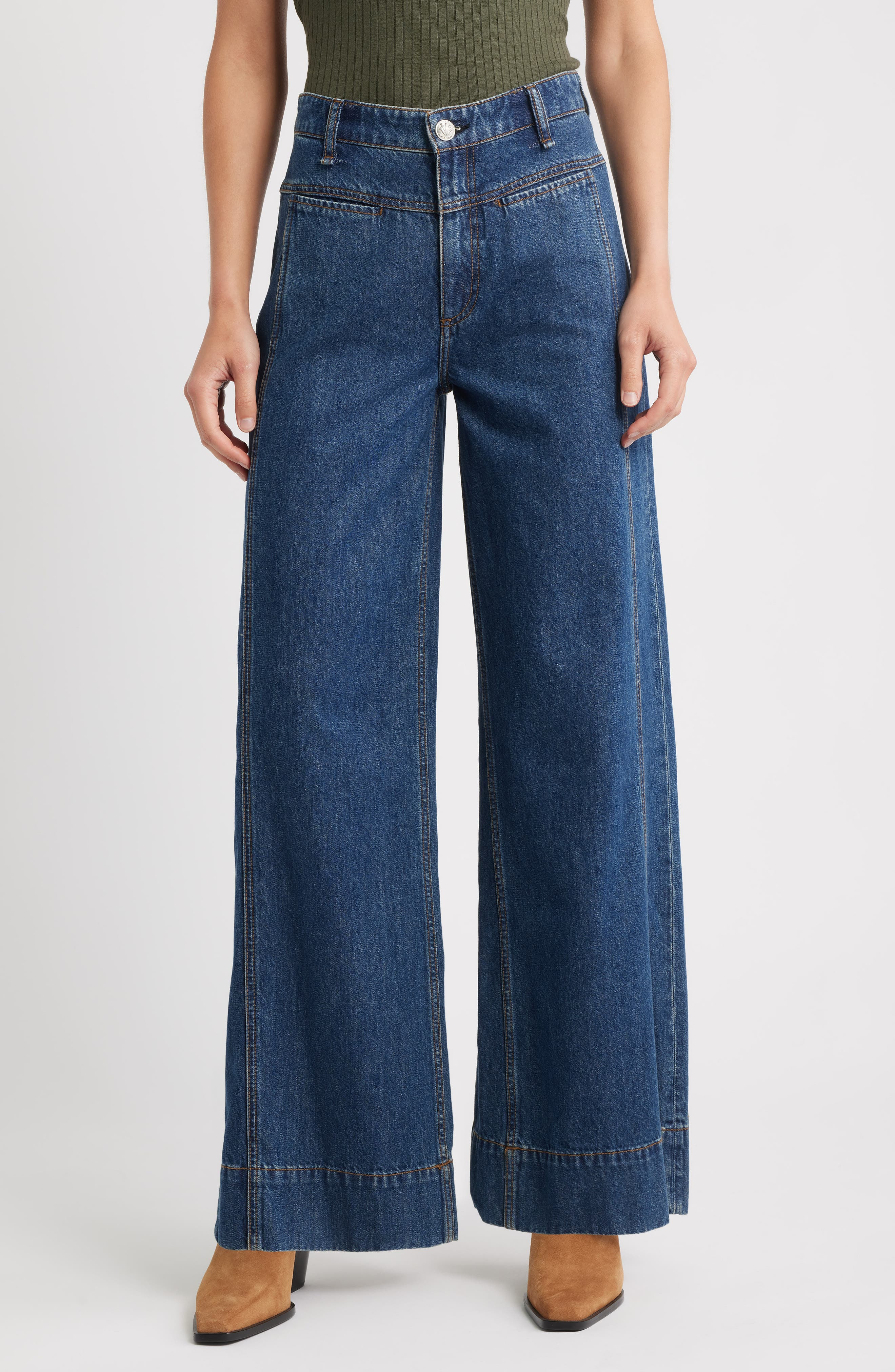 rag & bone Selah High Waist Wide Leg Jeans in Kenme at Nordstrom - 1
