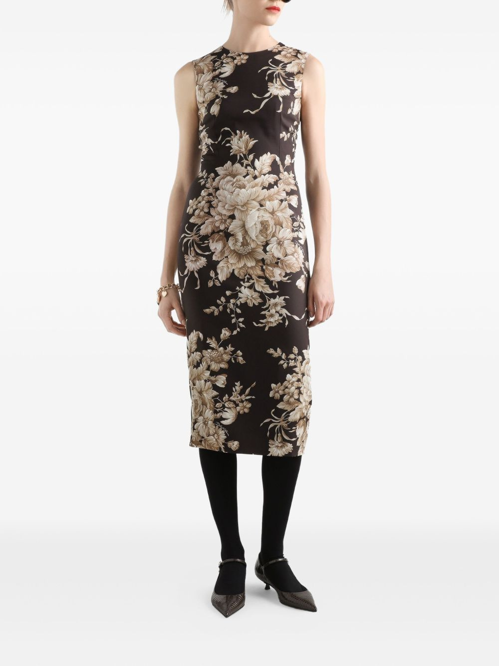 floral-print sleeveless midi dress - 2