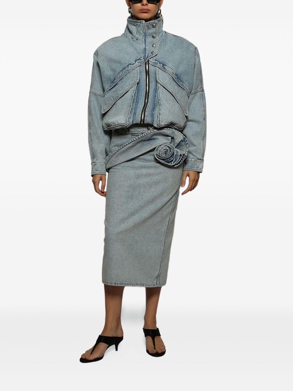 zip-up denim jacket - 2
