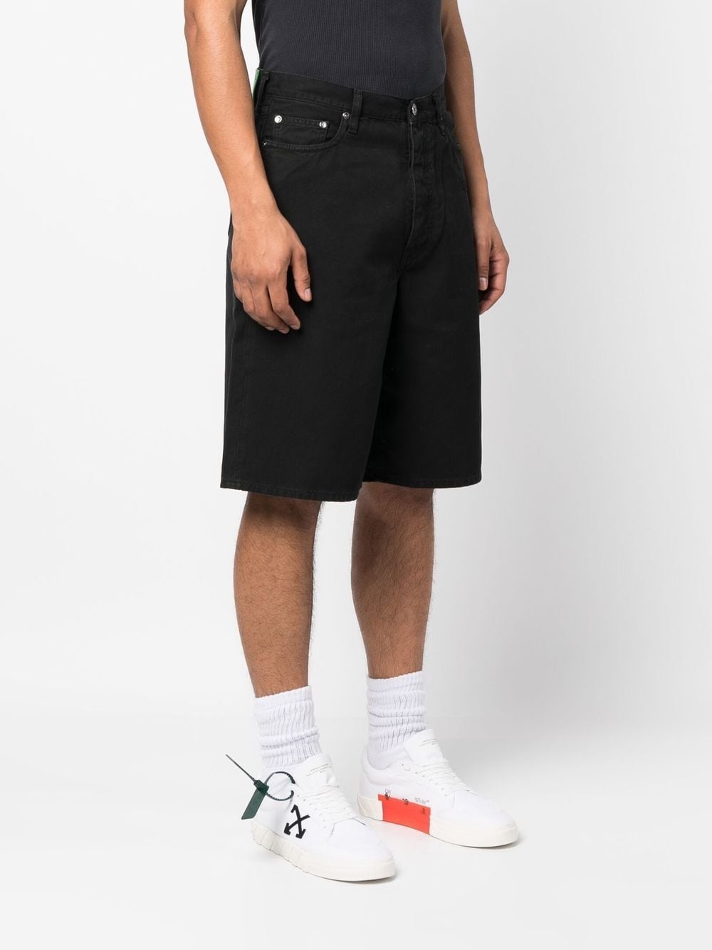 logo-patch wide-leg denim shorts - 3