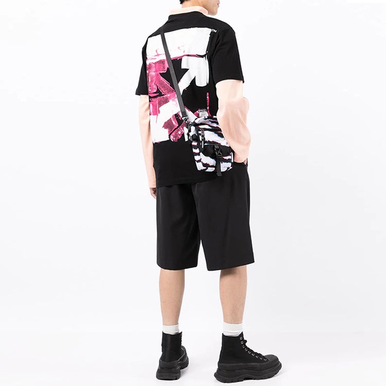 Off-White Arrow Pattern Round Neck Tee 'Black White Pink' OMAA027F21JER0171032 - 5