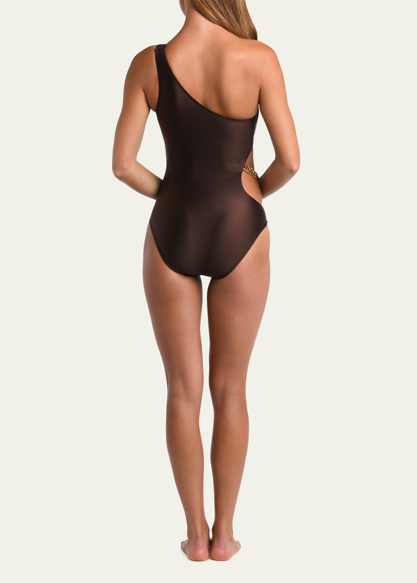 Ava Shimmer One-Shoulder Cutout One-Piece Swimsuit - 3