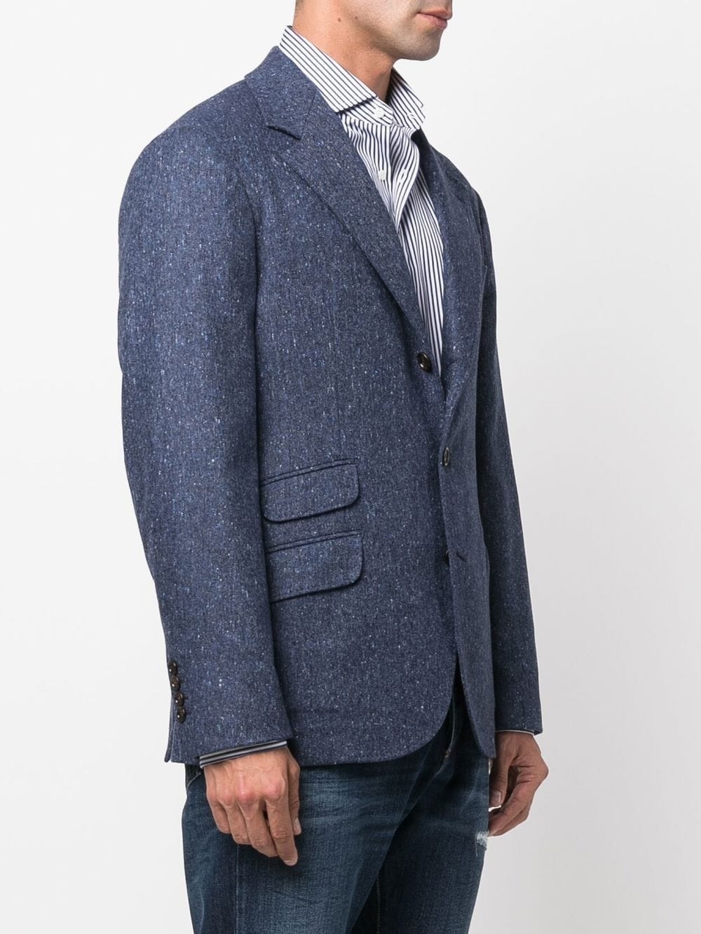 woven single-breasted blazer - 3