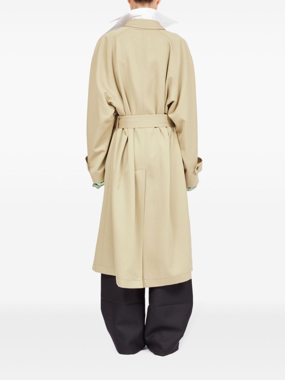 spread-collar wool trench coat - 4