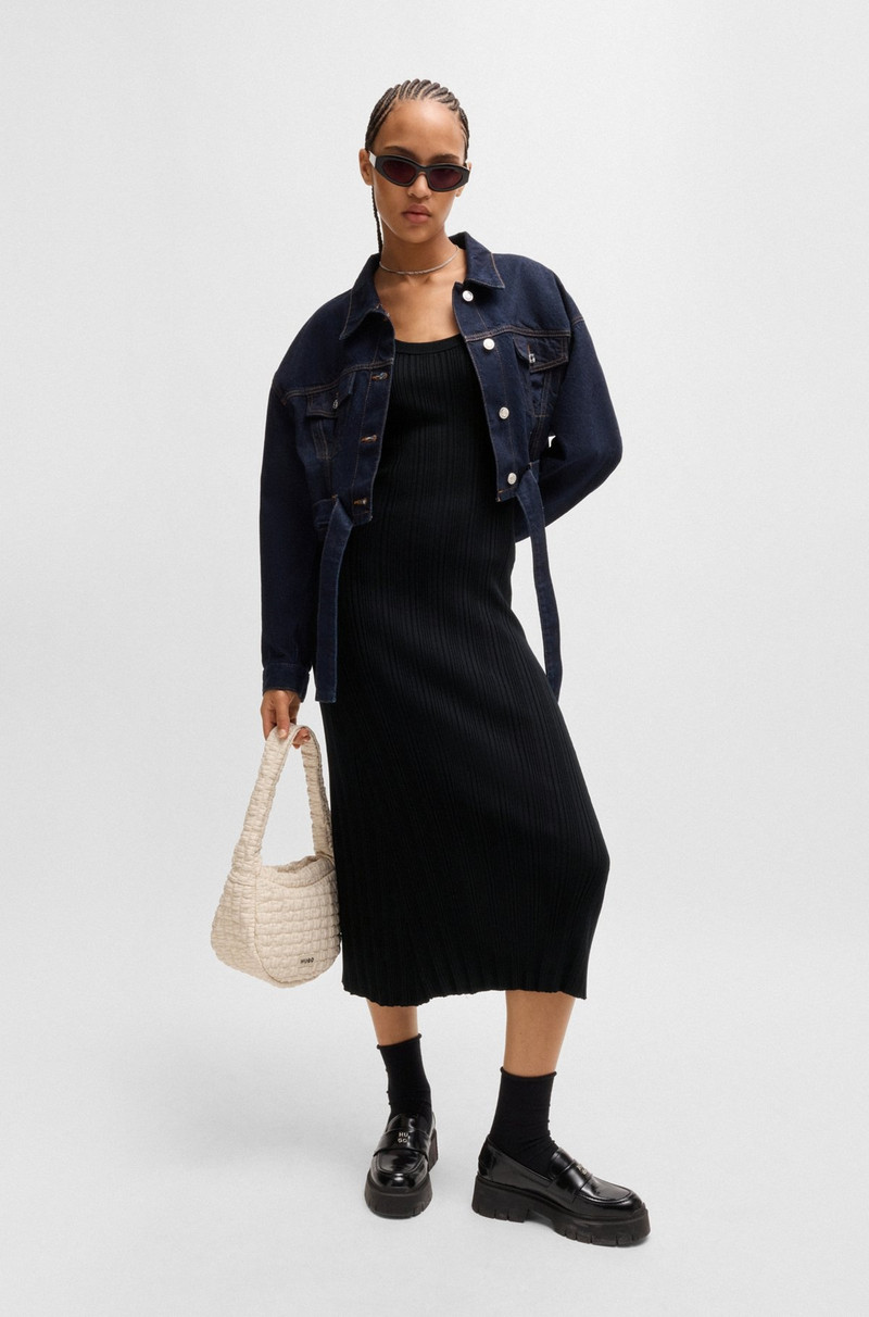 HUGO SLIM-FIT MIDI-LENGTH DRESS WITH IRREGULAR RIBBED STRUCTURE outlook