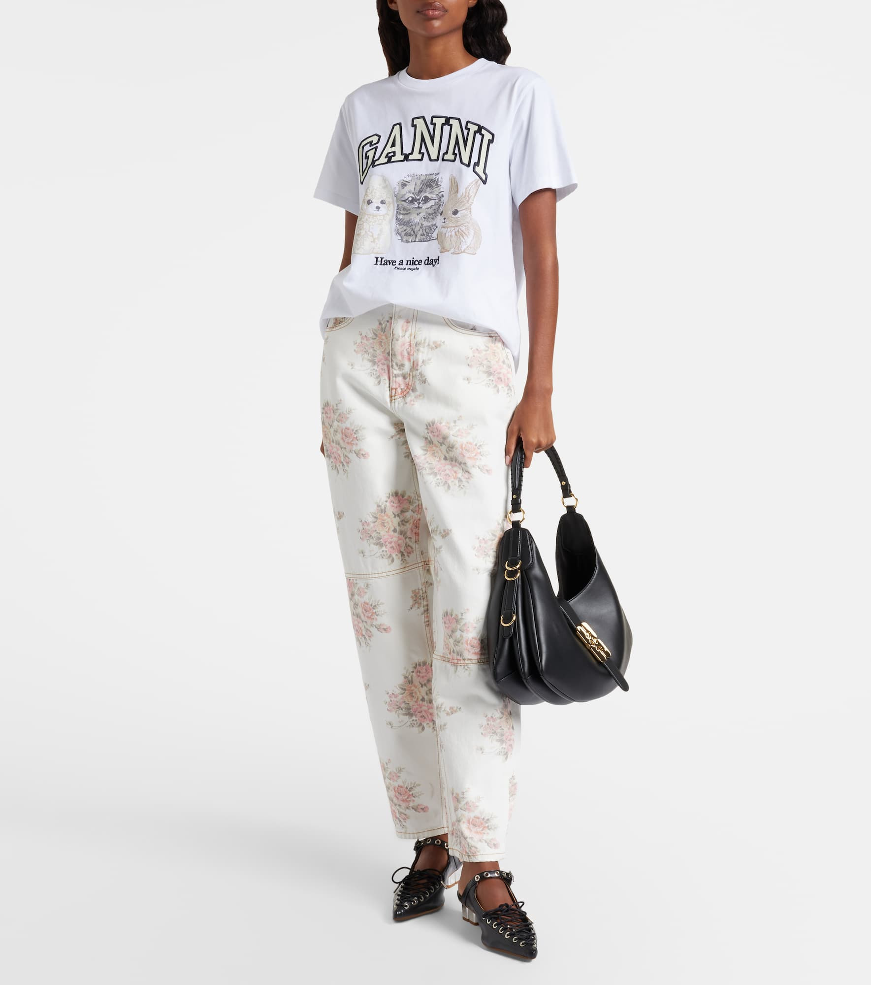 Stary floral mid-rise barrel-leg jeans - 2