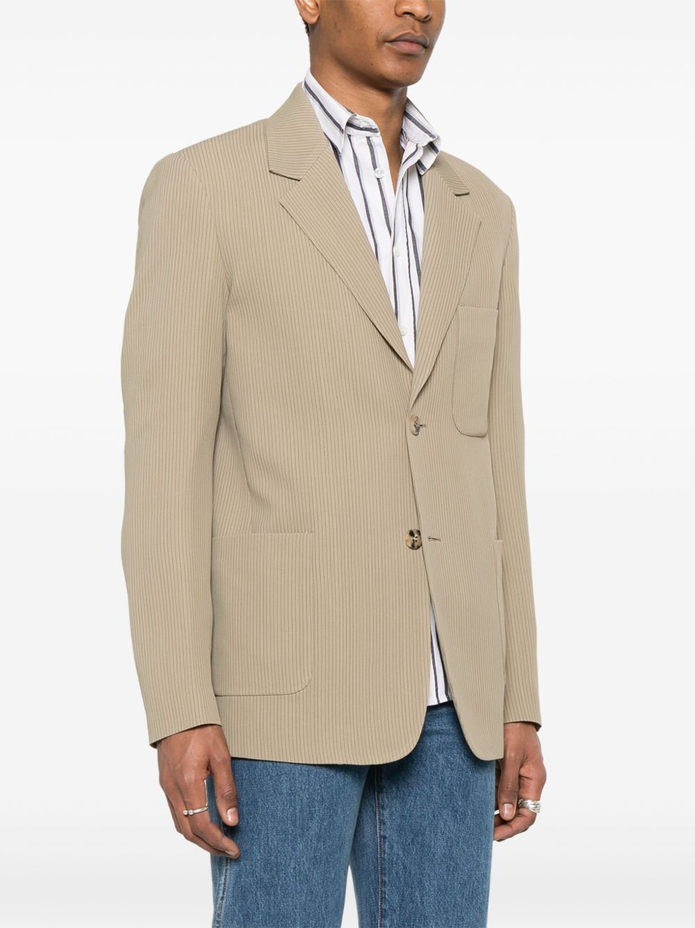 pinstripe single-breasted blazer - 3