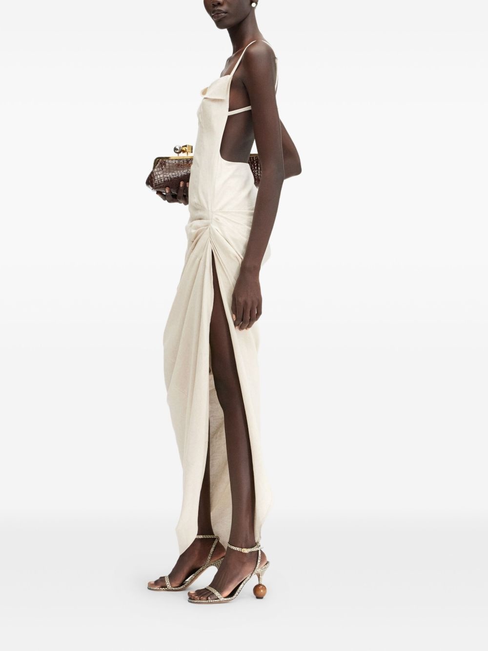 Saudade draped open-back maxi dress - 3