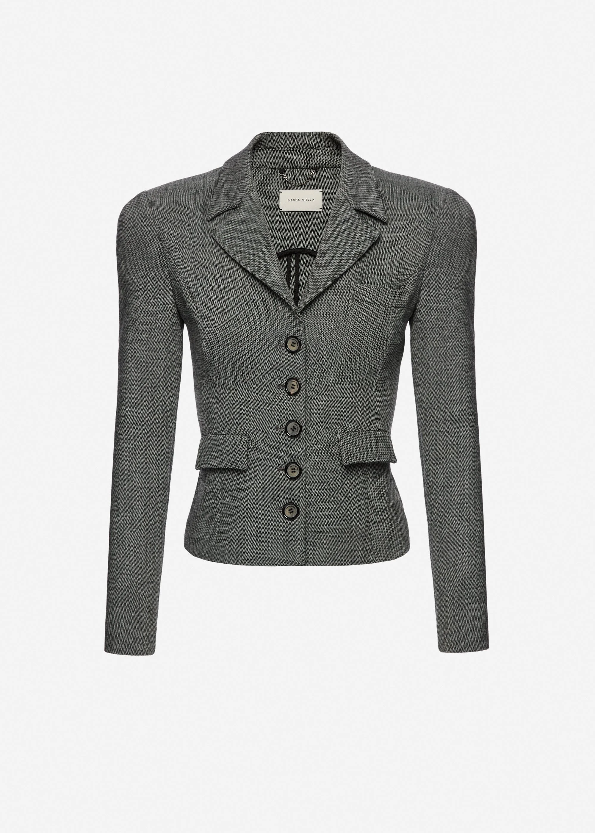 Fitted wool blazer in grey - 1