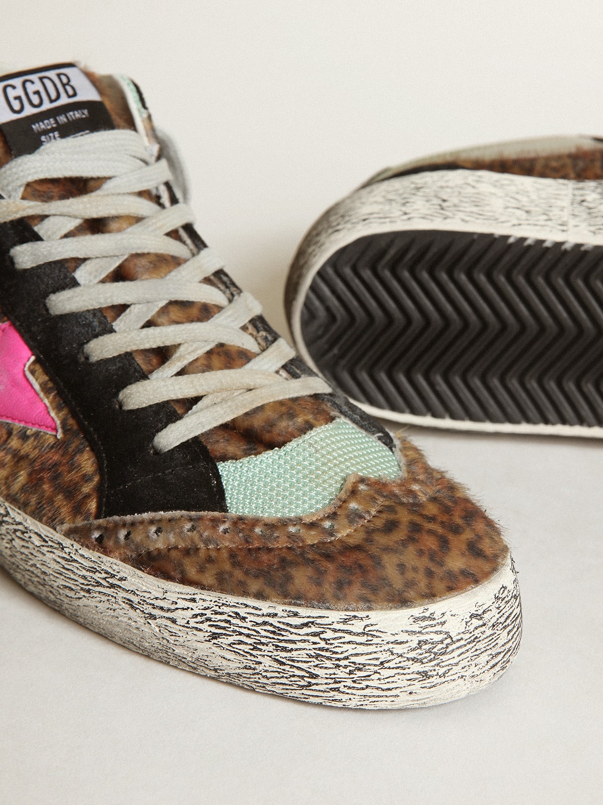 Mid Star in leopard-print pony skin with fuchsia leather star - 3