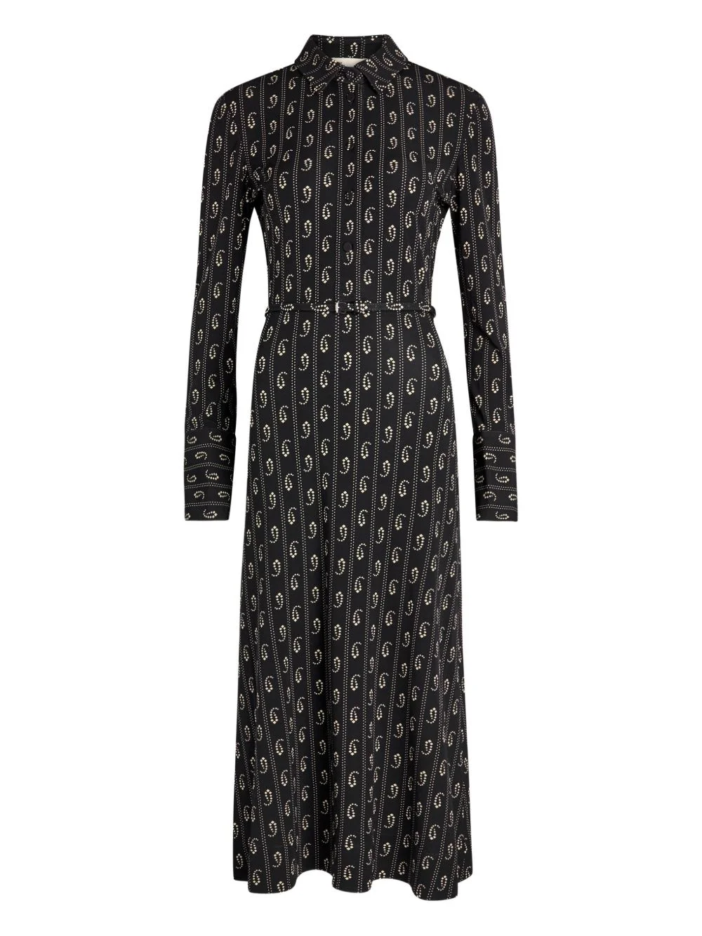 paisley belted shirt midi dress - 1