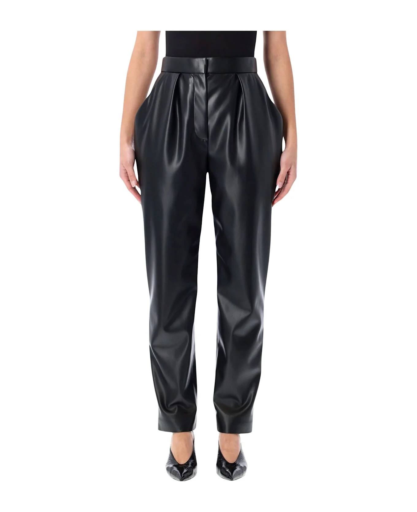 Balmain High-waisted Faux Leather Trousers - 1