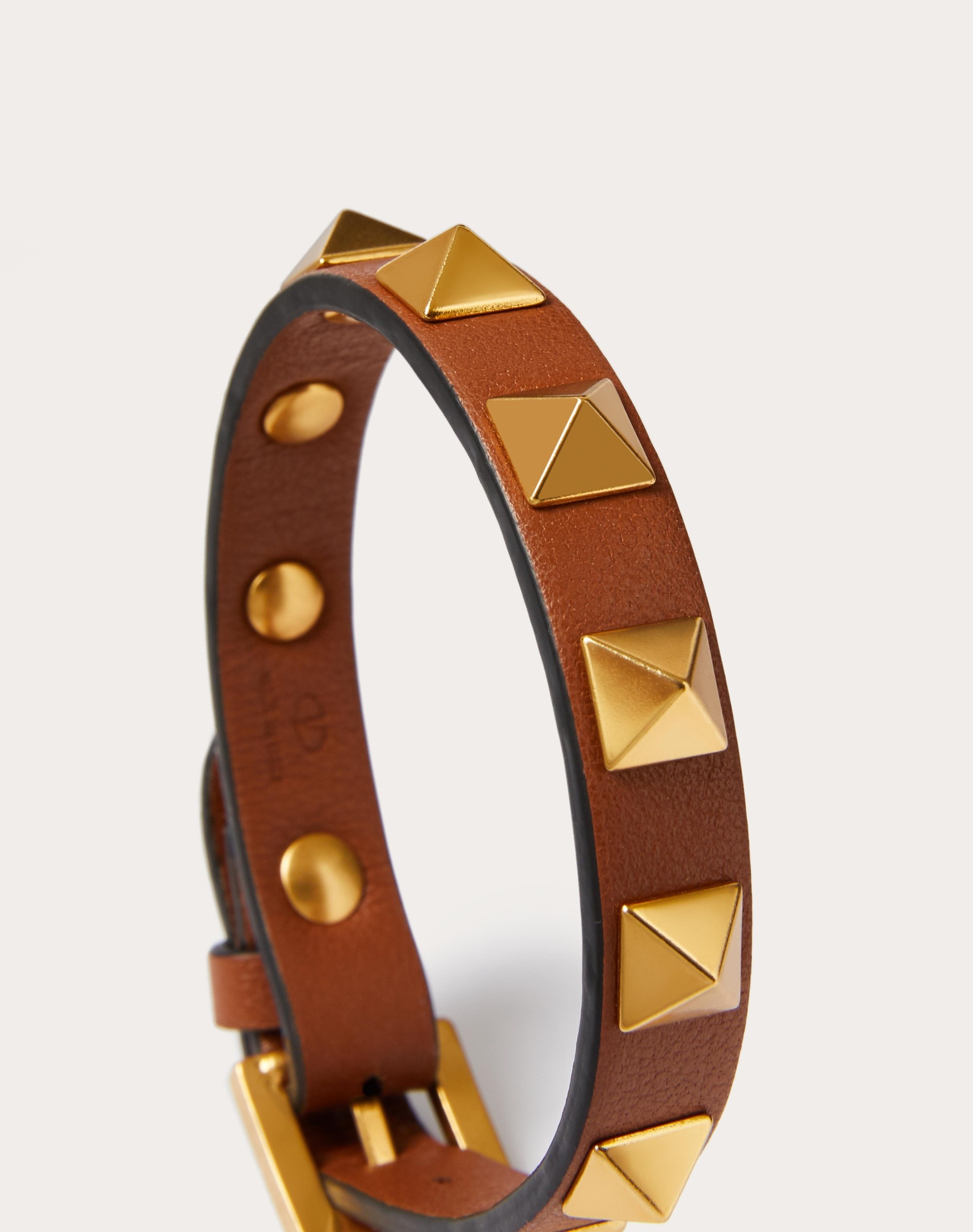 Valentino Caramel leather Rockstud bracelet