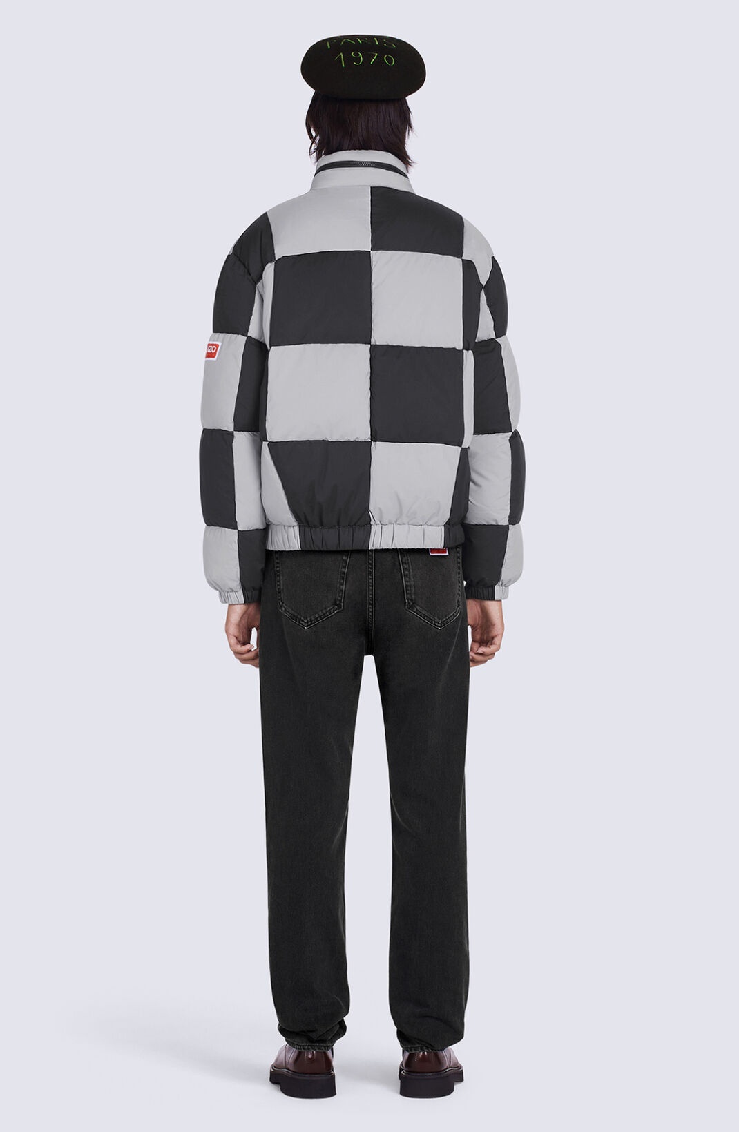 Checked boxy padded coat - 4