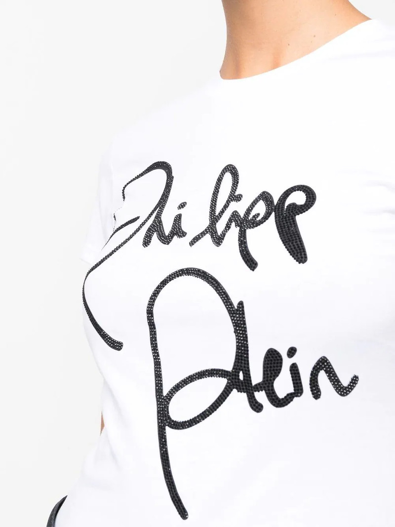 crystal-embellished script T-shirt 5