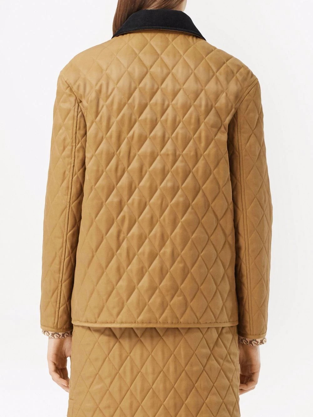 corduroy-collar diamond-quilted jacket - 4