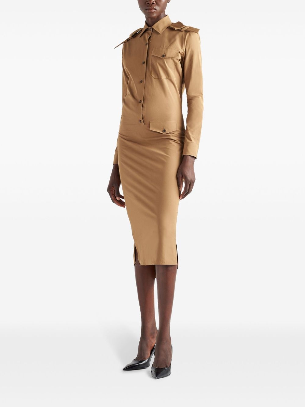triangle-logo cotton shirtdress - 2