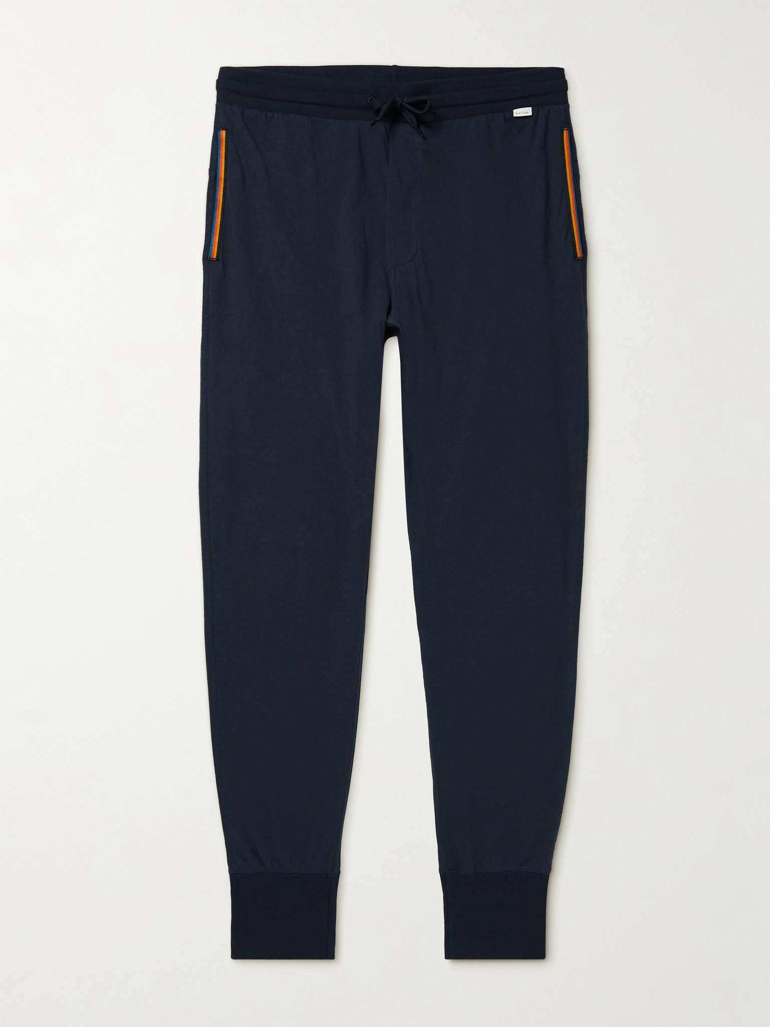 Tapered Striped Grosgrain-Trimmed Cotton-Jersey Sweatpants - 1