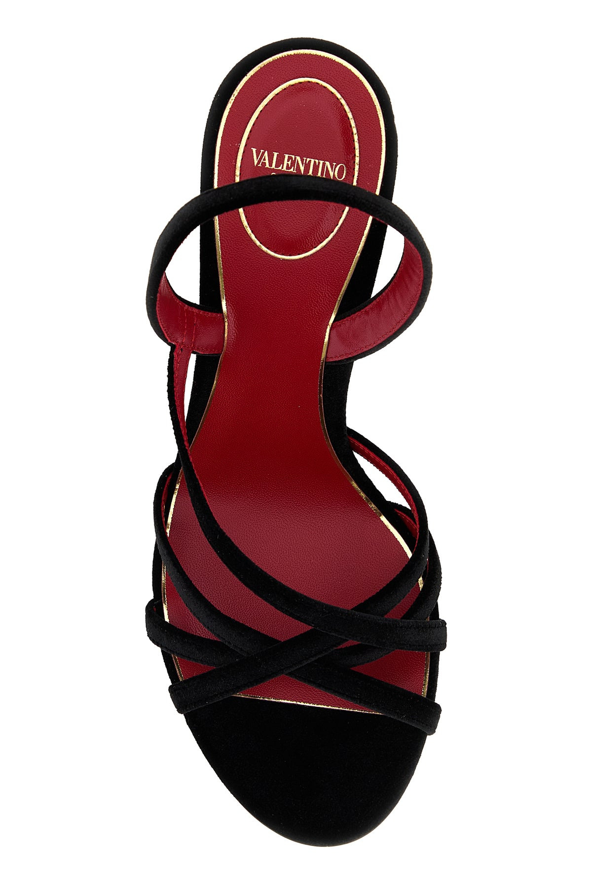 Black velvet Vlogo Signature sandals - 4