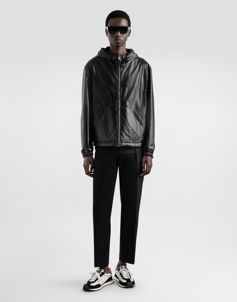 Dolce & Gabbana Leather and fabric jacket with reversible hood outlook